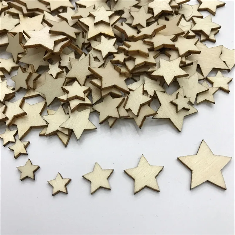 Description Picture 5 of item200PCS 10/12/15/20MM Wood Stars Chips Christmas Wedding Table Confetti Scatters Embellishments Cardmaking Scrapbooking Crafts