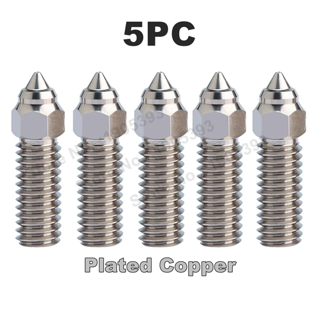 High-Speed Brass Plated Copper & Hardened Steel 3D Printer Nozzles