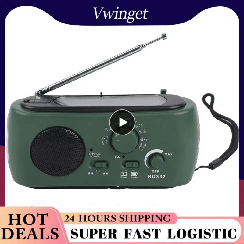 Verde Scuro Emergenza Led Torcia Power Bank Solare Manovella Radio Solare Ricarica Usb Meteo Radio Fm 500Ma Usb