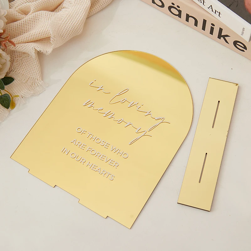 Gold Mirror Acrylic Signage,Set of 3 Wedding Signs,Loving Memory Sign,Guest Book Sign,Cards & Gifts Sign,Gold Mirror Table Signs