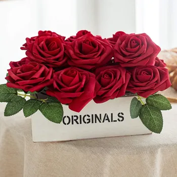 10~100pcs Rose Artificial Flowers Foam Fake Roses Wedding Bouquets Centerpieces Mothers Day Valentines Gifts Party Decoration 3