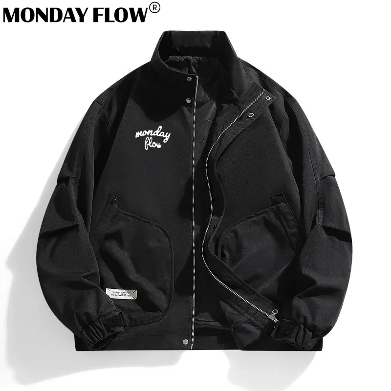Monday Flow Winter Men's Golf Sweatshirt Luxury Pocket Golf Jackets Hoodie Harajuku Streetwear Fashion Jacket Casual Coats