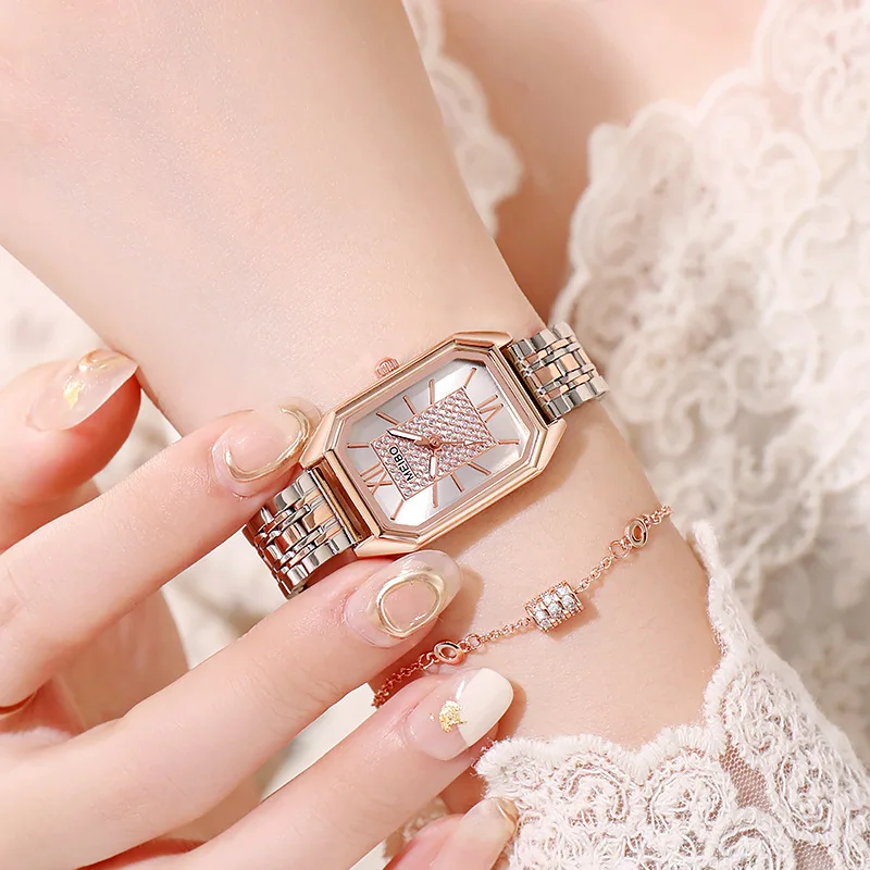 

New Square Women's Wristwatch Fine Steel Strap Full Star Rhinestone Quartz Women's Fashion Timepieces