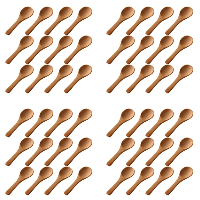 

200X Small Wooden Spoons Mini Nature Spoons Wood Honey Teaspoon Cooking Condiments Spoons For Kitchen (Light Brown)