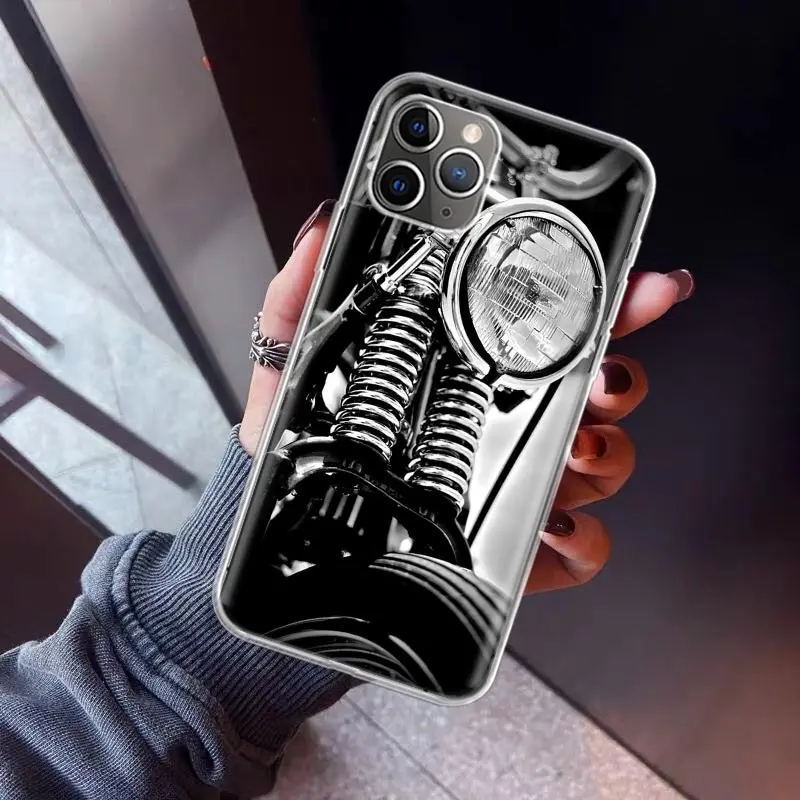 Vintage Motorcycle Pattern Soft TPU Phone Case - Classic Design Back Cover