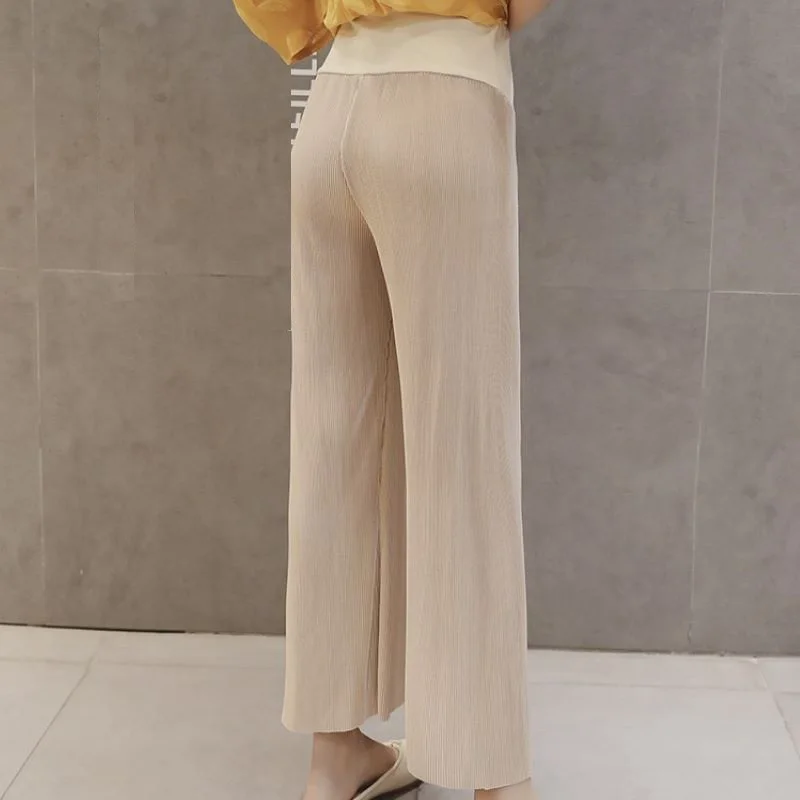 Women pants maternity pants Summer Breathable Wide Leg Loose Trousers Maternity Pregnancy Clothing Adjustable Waist Straight Pants For Pregnant Women