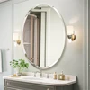 Frameless Oval Wall Mirror High Definition Elliptical Vanity Mirror with Beveled Silver Edge for Bathroom Bedroom Livingroom 1