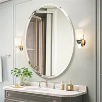 Frameless Oval Wall Mirror High Definition Elliptical Vanity Mirror with Beveled Silver Edge for Bathroom Bedroom Livingroom 1
