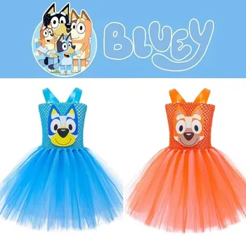 Moose Bluey Princess Dress – Halloween Children’s Animal Costume, Bluey & Bingo Style Puppy Cosplay with Mesh Tutu Skirt 1