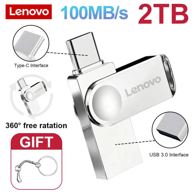Lenovo Pendrive Usb Stick 2Tb Usb 3.0 Usb Flash Drive 128Gb Type-C Otg Pen Drive Ad Alta Velocità Memory Stick Spedizione Gratuita Per Telefono