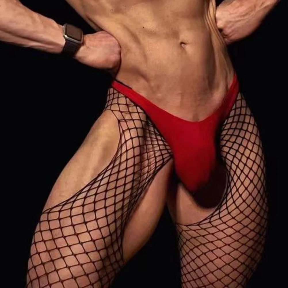 

Mens Sissy Mesh Fishnet Hollow Out Open Crotch Pantyhose Body Stockings Lingerie Underpants Seductive Erotic Mens Stocking