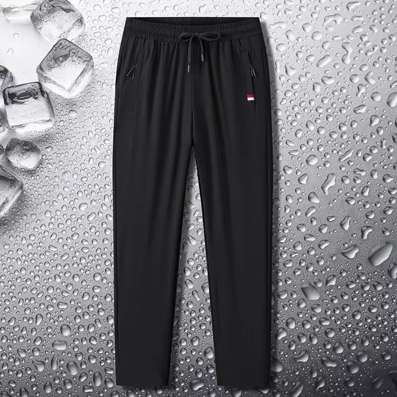 Women's Ice Silk Sports Pants Summer Thin Elastic Loose Casual Pants High Waist Straight Leg Long Pants Breathable Air Condit... - Image 4
