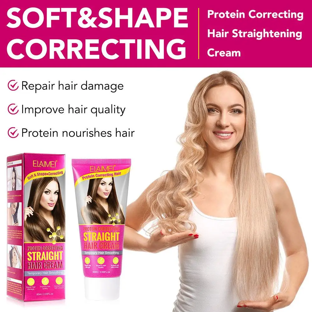 60ml Keratin Hair Straightening Cream Repair Damaged Treatment Cream Hair Smooth Care Frizz Curly Tangle Correction Pr Y0H7