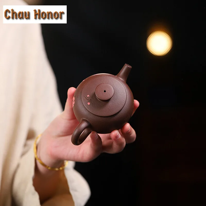 150ml Ancient Yixing Purple Clay Teapots Famous Artists Handmade Small Pot Raw Ore Purple Mud Tea Making Kettle Zisha Tea Set
