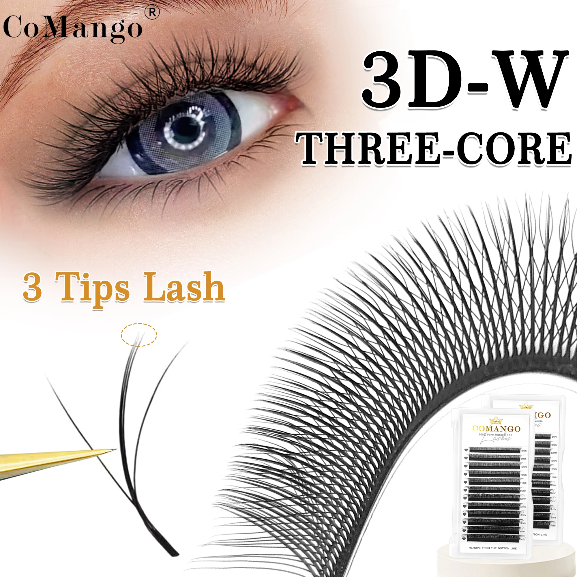 تمديد رموش عين برسيم ثلاثية الأبعاد على شكل حرف W...