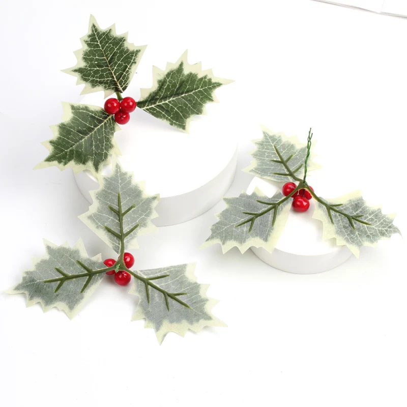 (10 Pcs/pack) 13cm Leaf Berry Christmas Berries Artificial Fruit New Year Decoration Christmas Tree Party Wreath Accessories