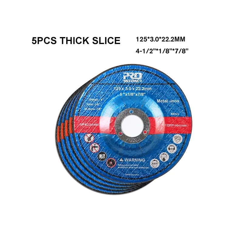 PROSTORMER 1mm/3mm 115mm/125MM Grinding Wheel Slice 5 Pieces Suitable for 20V Cordless Electric Angle Grinder
