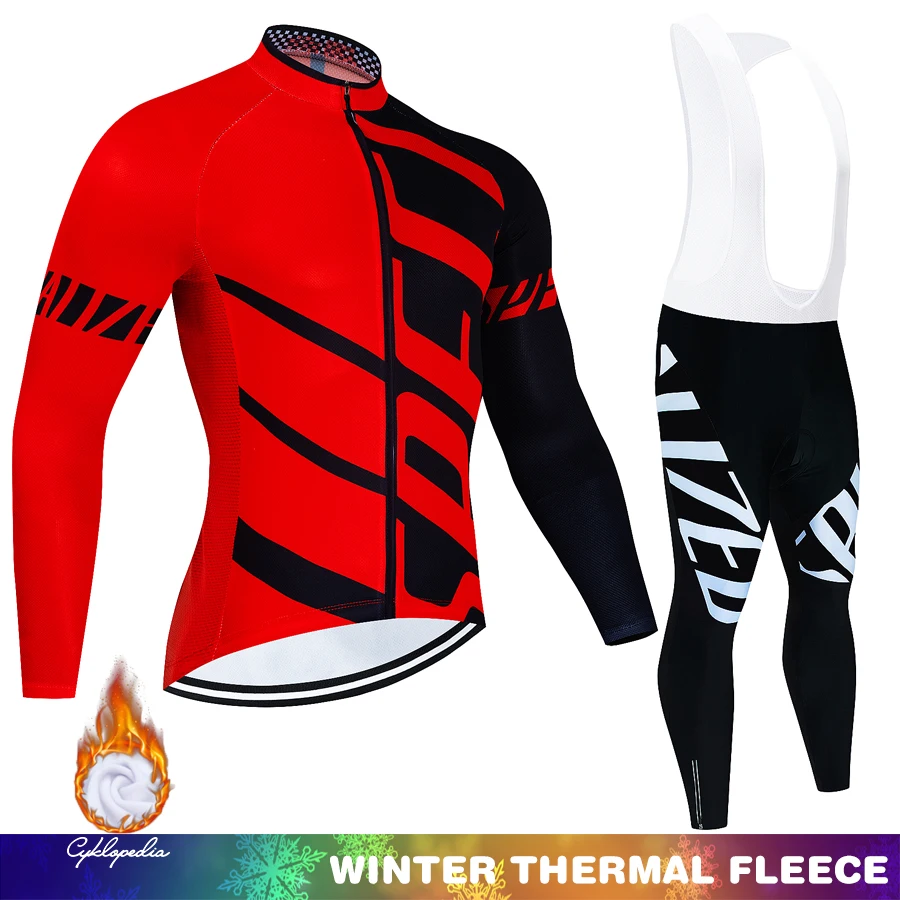 SPECIAUZED Winter Thermal Fleece Cycling Jersey Set Long Sleeve Bicycle Clothing MTB Bike Wear Maillot Ropa Ciclismo Cycling Set