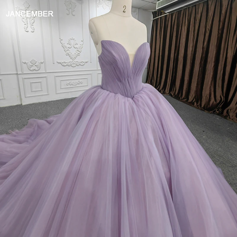 Simple Strapless Quinceanera Dress Purple Organza Sleeveless Ball Gown Lace  Up Evening Dress Кунсены - AliExpress