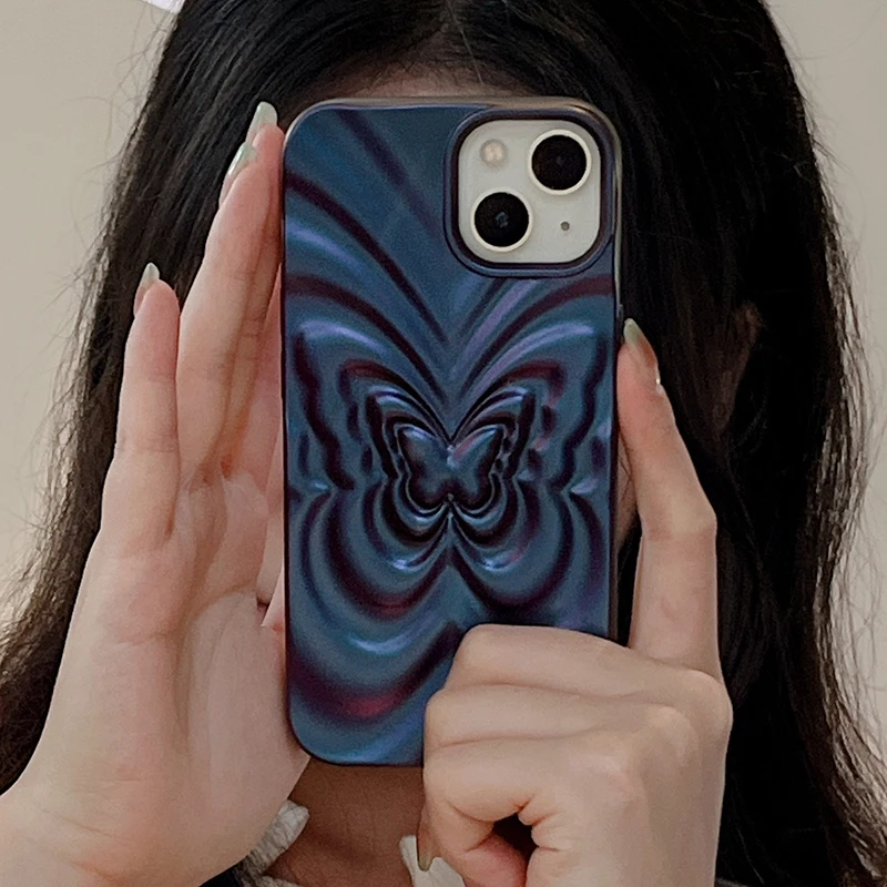 Plating 3D Butterfly Bumpy Texture Case for iPhone
