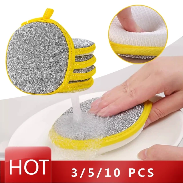 5/10Pcs Double Side Dishwashing Sponge Pan Pot Dish Wash Sponges