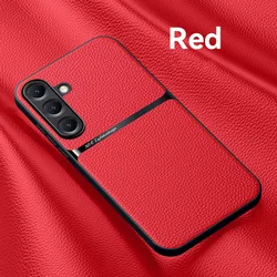 Ultra - Thin Leather Matte Magnetic Phone Case with Enhanced Protection - Galaxy A37 (Red)