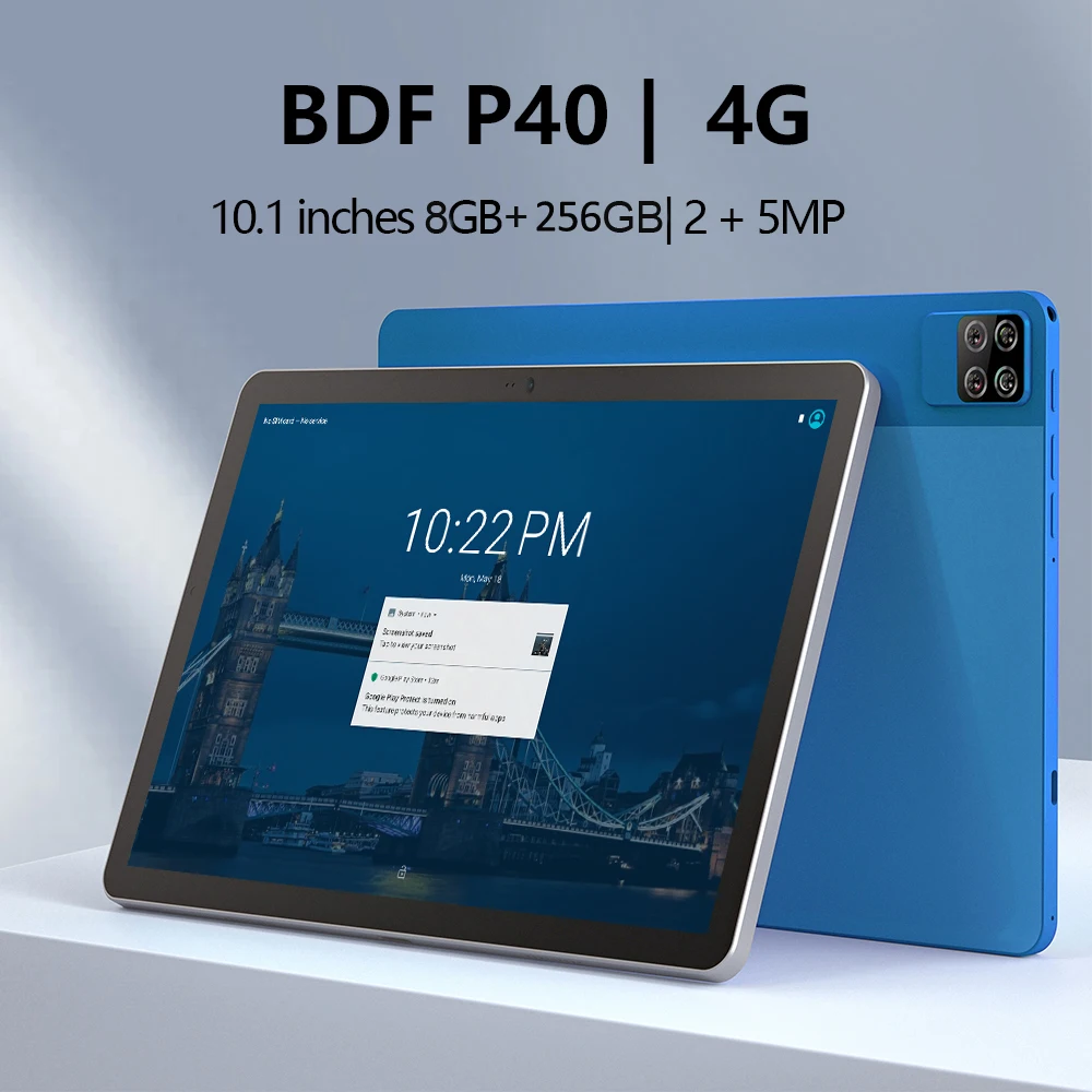 [World Premiere] BDF Pad 10.1 Inch Tablet Android 12 Octa Core 8GB RAM 256GB ROM 4G Phone Calls GPS Type-C Metal body Tablet Pc