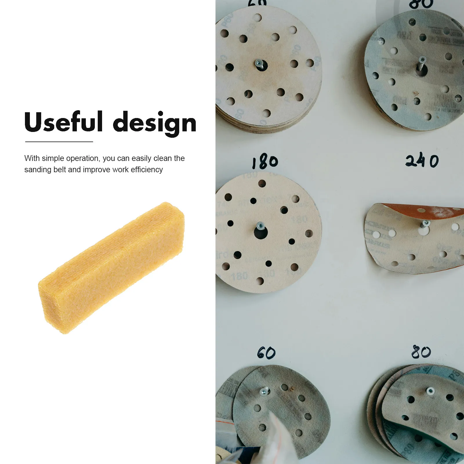 2개입 사포 지우개 스틱 천연 고무 청소 도구 (샌딩 벨트, 디스크, 그립 테이프, 핸드 샌더, 드럼 샌더, 작업장용)