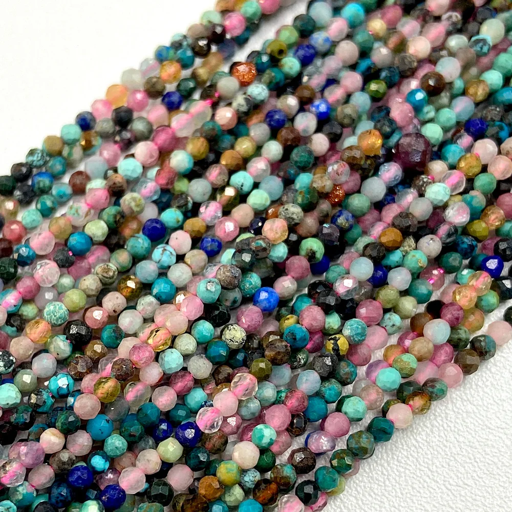 Lapis Lazuli Faceted Round Natural Stone Beads for Jewelry Making - 15 Strands