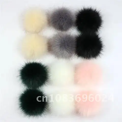 

Pompom Ball 12pcs Rubber Band DIY Handmade Clothing Hat Accessories Fake Fur Pompoms Ball Hat Ball False Hats Ball 8cm