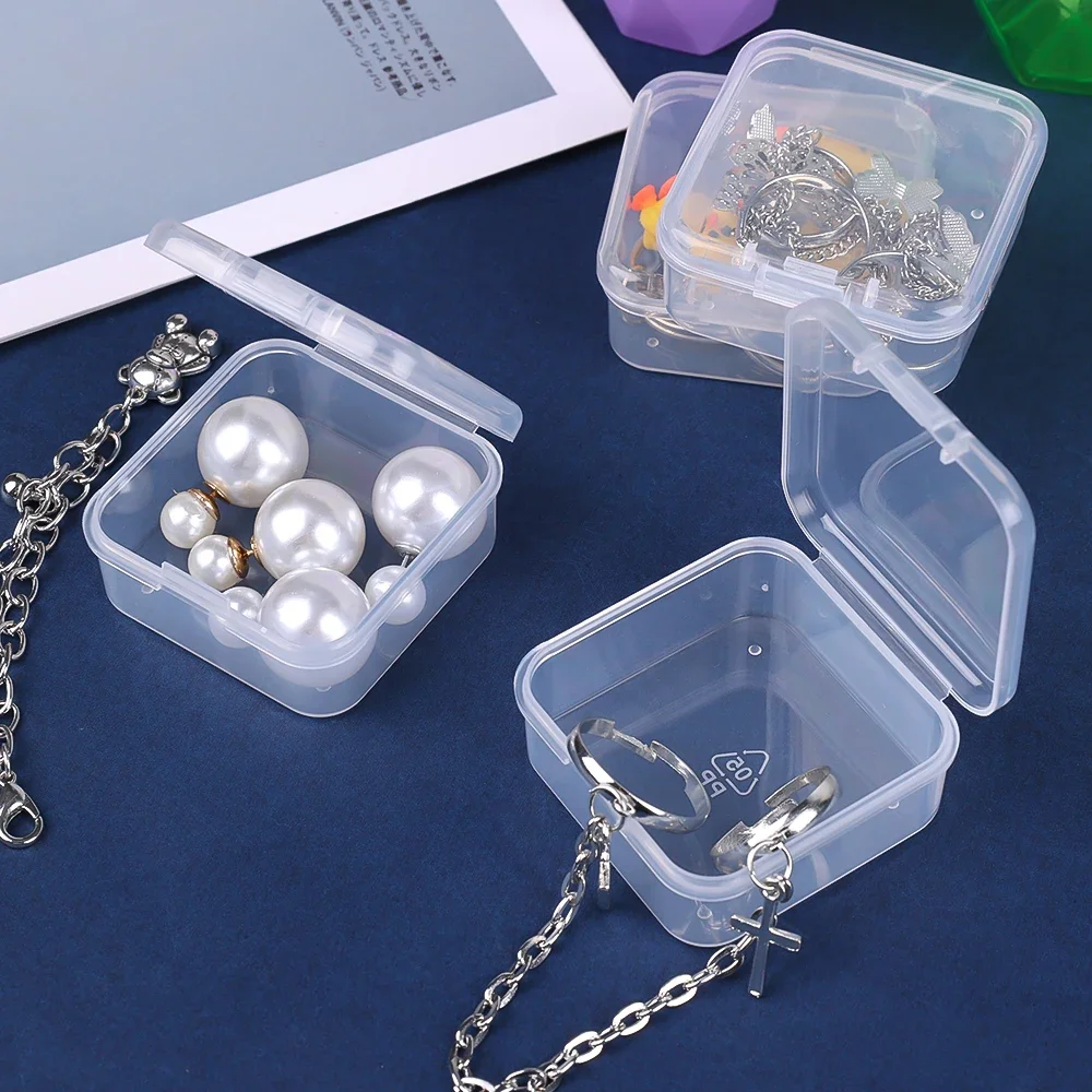 3/6Pcs Boxes Rectangle Transparent Plastic Jewelry Storage Box
