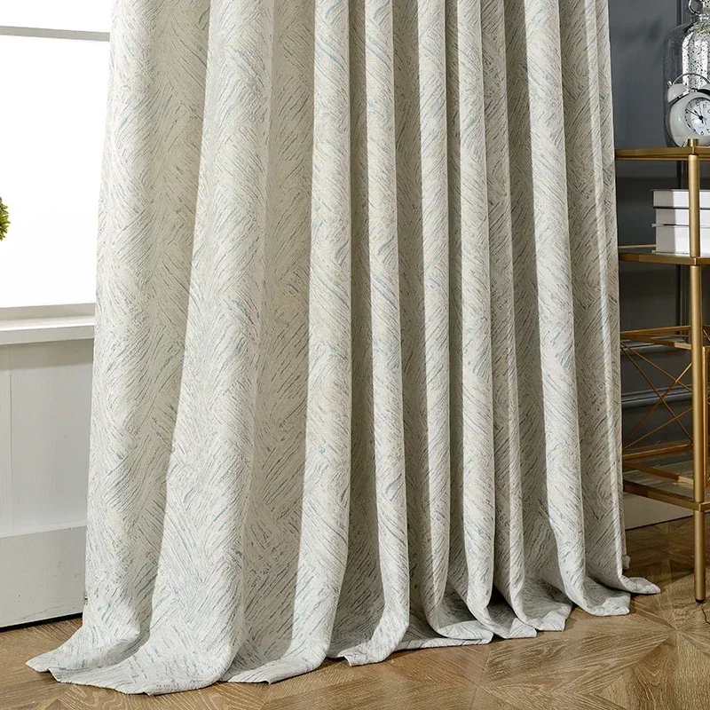 Blackout Light Luxury Custom Nordic Minimalist Modern 1PC Chenille Curtains for Living Room Bedroom Shade White Cloth 2