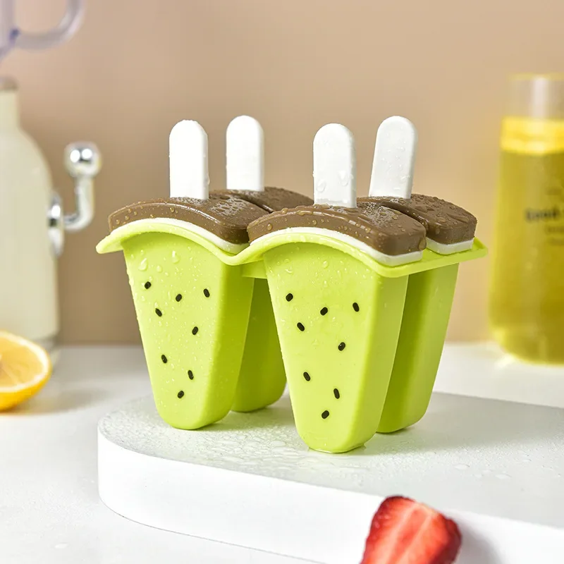 Baby Food Auxiliary Cute Fruit Watermelon Shape Mold Ice Cream Milk Kitchen Popsicle DIY Mold with Cover Feeding Accessories