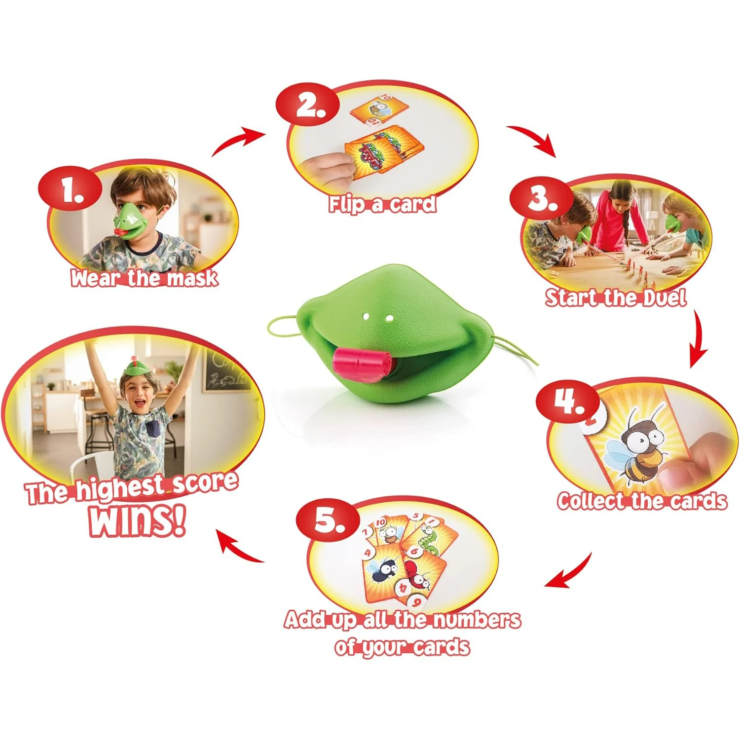 Frog Mouth Tongue Out Board Game Lizard Mask Parent Child Blowing Fun Board Game Puzzle Game Prop 3