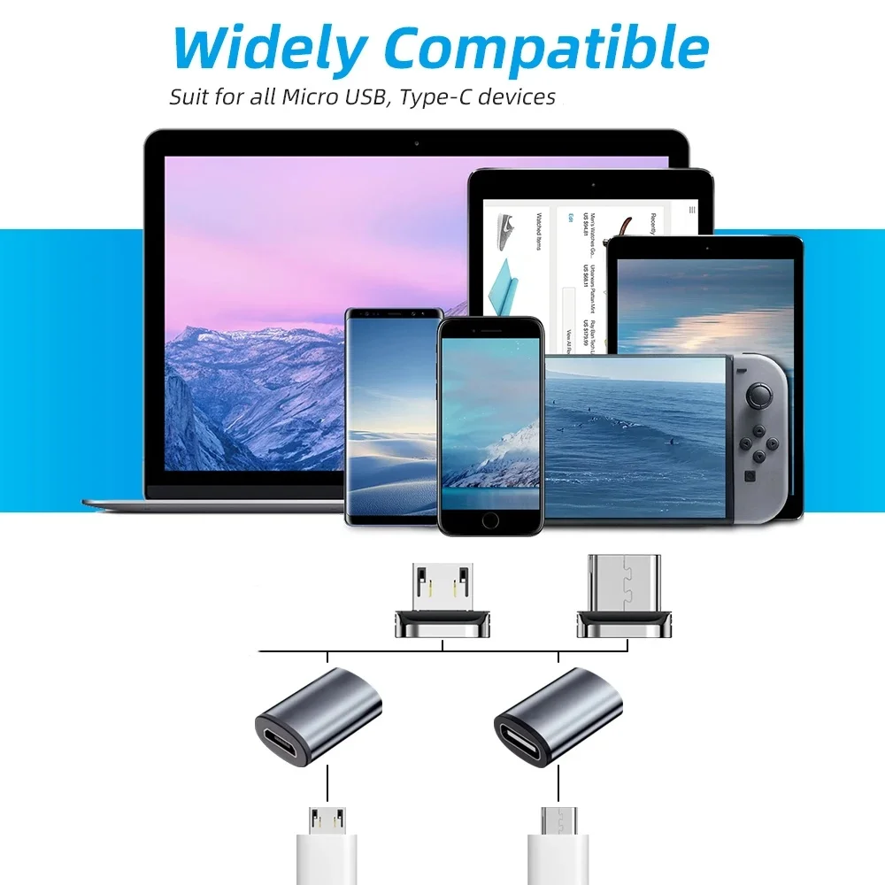 Fonken Magnetic USB-C and Micro USB Charging Adapter - Universal Magnet Cable Connector