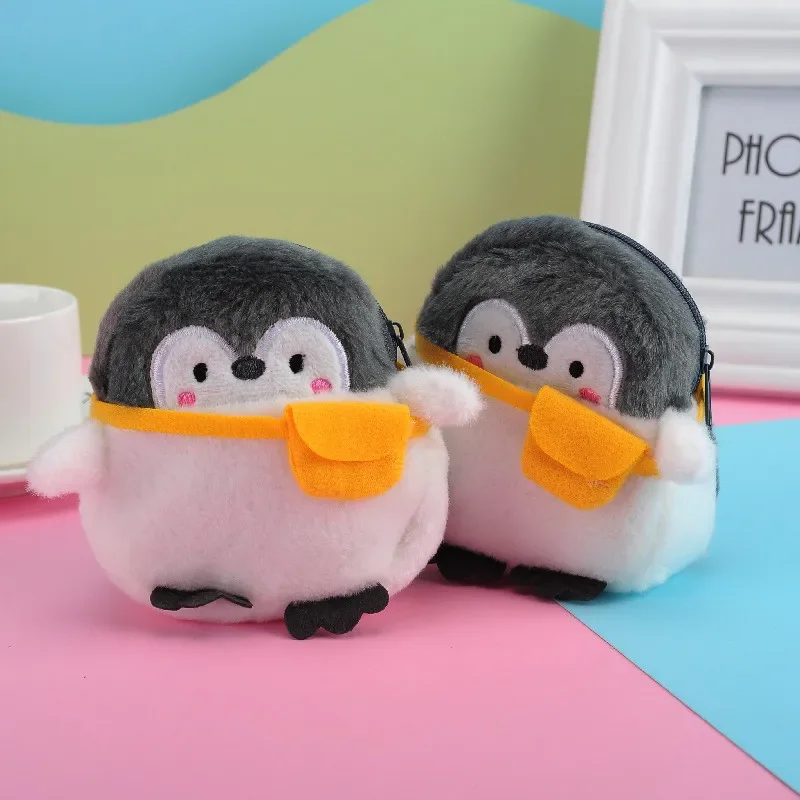 Penguin Plush Coin Bag Penguin Yellow Schoolbag Mini Currency Coin Purse Kid Lipstick Data Cable Storage Bags