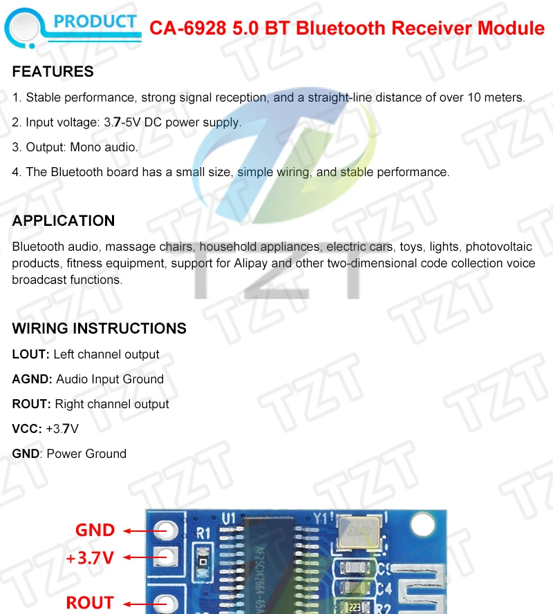 TZT 1/3 Stück Ca-6928 Bluetooth-Audiomodul LED-Stromversorgung 3,7V-8V Audio Dual Digital Audio Verstärkermodul-Platine – Detail 1