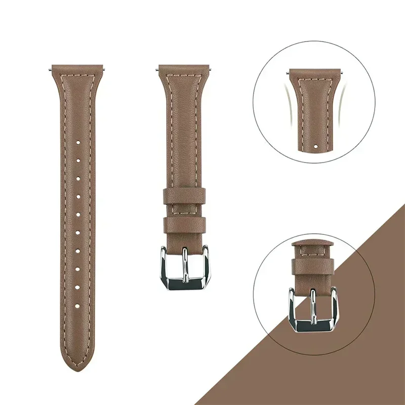 Slim Leather Watch Strap, 20mm/22mm, Versatile Sport Bracelet