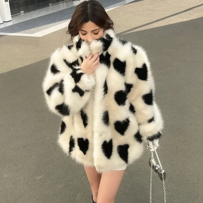 Love Environmental Protection Jacket Women's Outwear Autumn Winter New Imitation Fur Coat Fashion Loose Thick Warm Coat ZT45