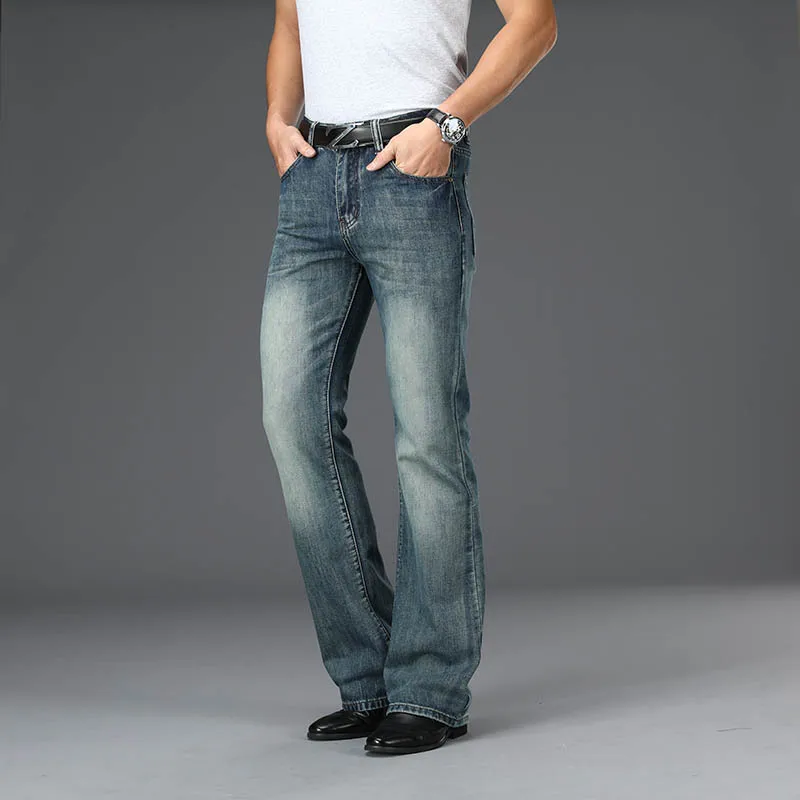 2022 Men's Four Seasons New Flared Jeans High-Waist High-Quality Loose Wide-Leg Casual Pants 3
