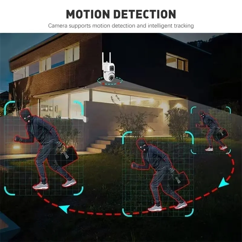 8MP WIFI Surveillance Camera Dual Lens Dual Screen IP Cameras Wireless Auto Tracking Color Night Vision 8X Digital Zoom CCTV Cam 5