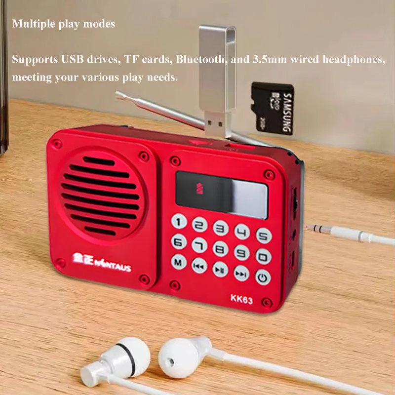 Mini Portable FM Radio LED Display Digital Radios Receiver with Backlight Button Wireless Bluetooth Speaker TF USB Music Player