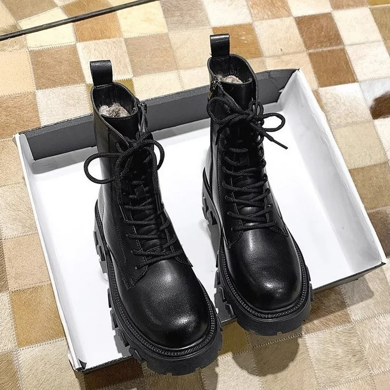 New Winter Thick-Soled Women & Girls Snow Boots Very Warm Female Antiskid Soft Leather Shoes Size 35-40