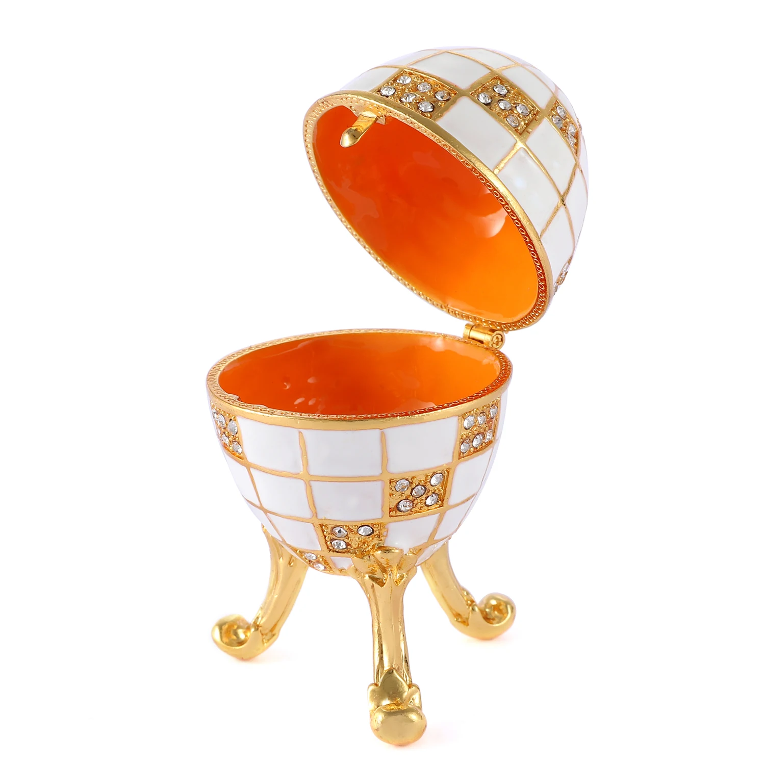 QIFU White Blue Lattice Faberge Egg Style Home Decor 3