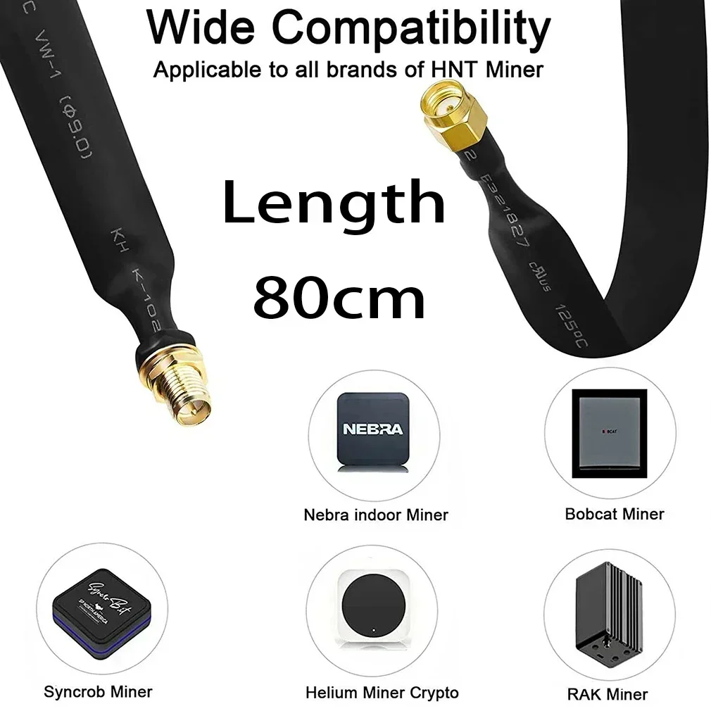 80cm Coaxial Extension Cable RP-SMA Male To RP-SMA Female Helium Hotspot Miner Antenna Flat-Window Door Feed Thru