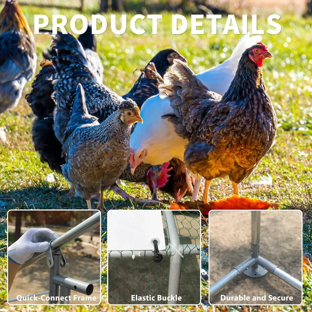 Chicken Coop Large Metal Walk-in Poultry Cage With Cover Spire Shaped chicken coop door
