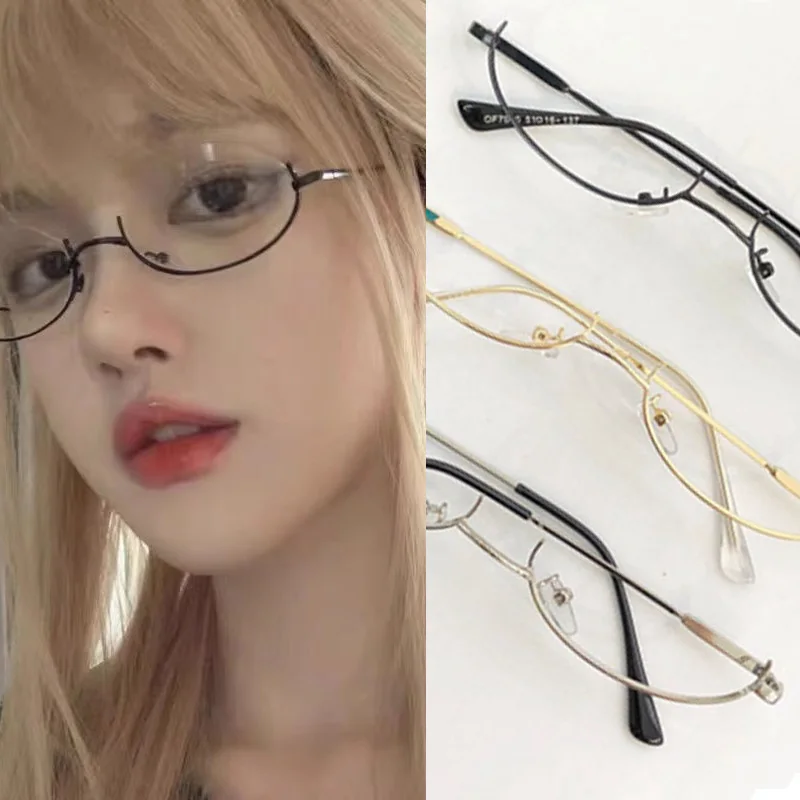 

Vintage Glasses Frame Half Frame Without Lens Girl Chic Harajuku Cosplay Party Decoration Glasses Metal Photography Glasses