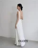 OLOEY Simple A Line Wedding Receipt Dresses Backless Scoop Neck Soft Satin Ankle Bridal Gowns Customized Formal Party Dress 2