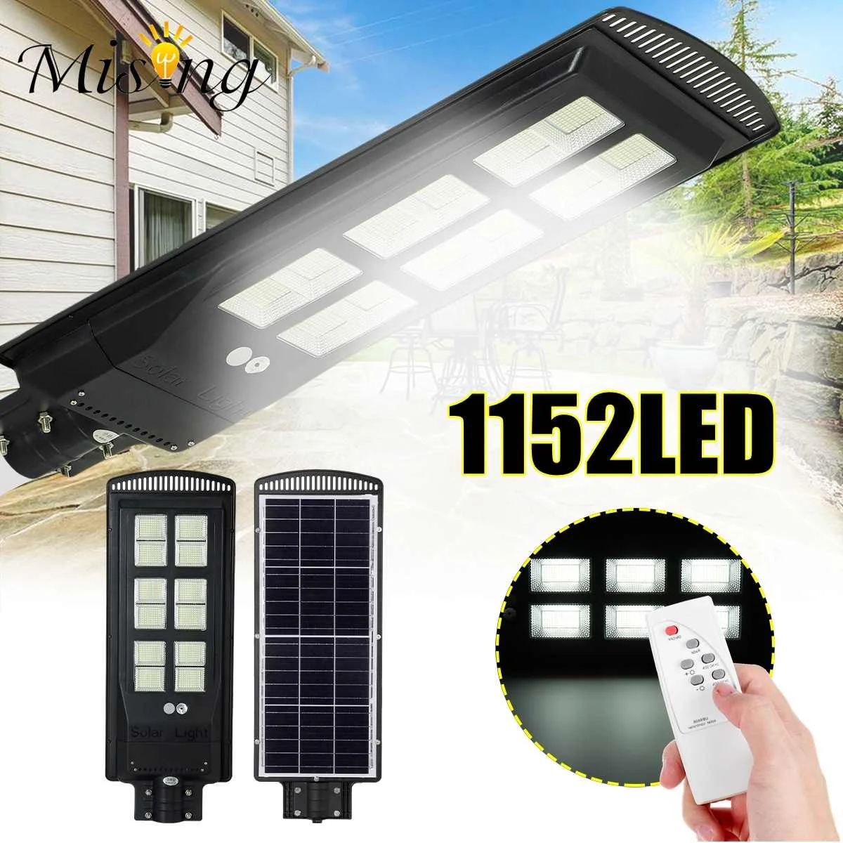 

720led 1152led Solar Street Light Radar PIR Motion Sensor Lamp with Remote Controller for Outdoor Garden Patio Street Lighting