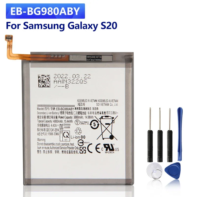 

NEW Replacement Battery EB-BG980ABY For Samsung Galaxy S20 SM-G980 SM-G980F SM-G980F/DS Phone Batteries 4000mAh